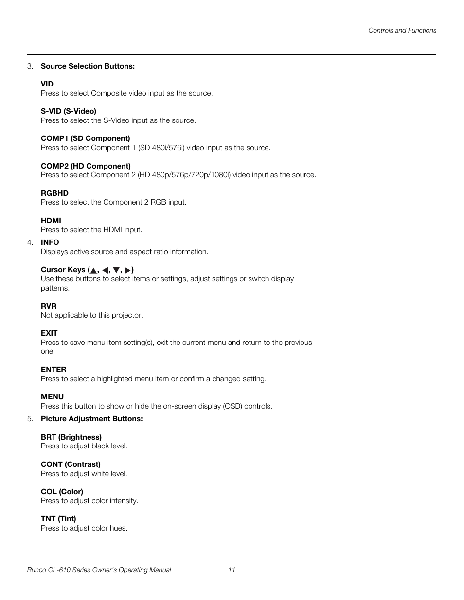 Pre l iminar y | Runco CL-610 User Manual | Page 23 / 76