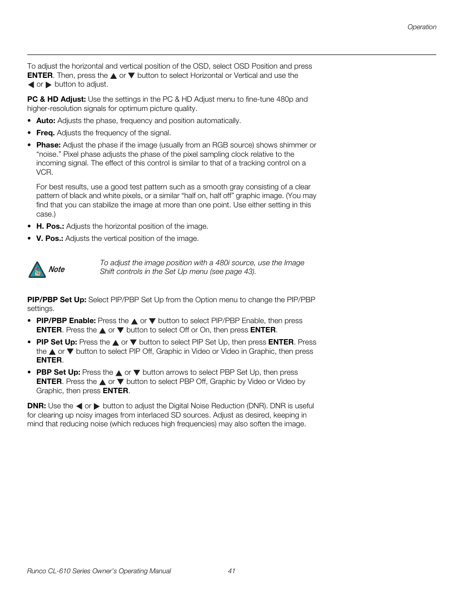 Pc & hd adjust, Pip/pbp set up, Pre l iminar y | Runco CL-610 User Manual | Page 53 / 76