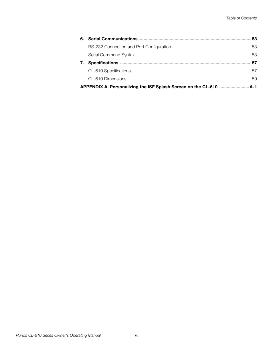 Pre l iminar y | Runco CL-610 User Manual | Page 9 / 76