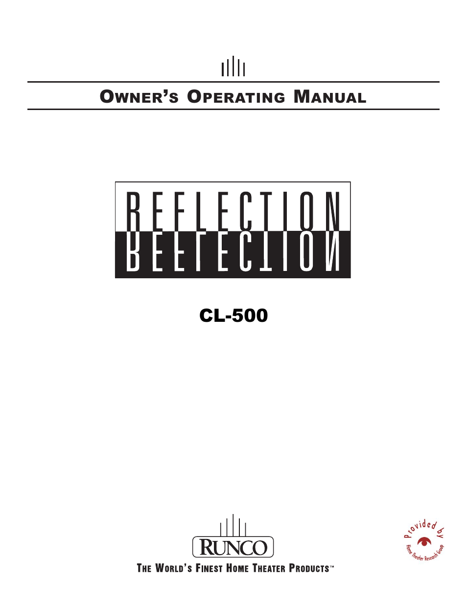 Runco CL-500 User Manual | 32 pages