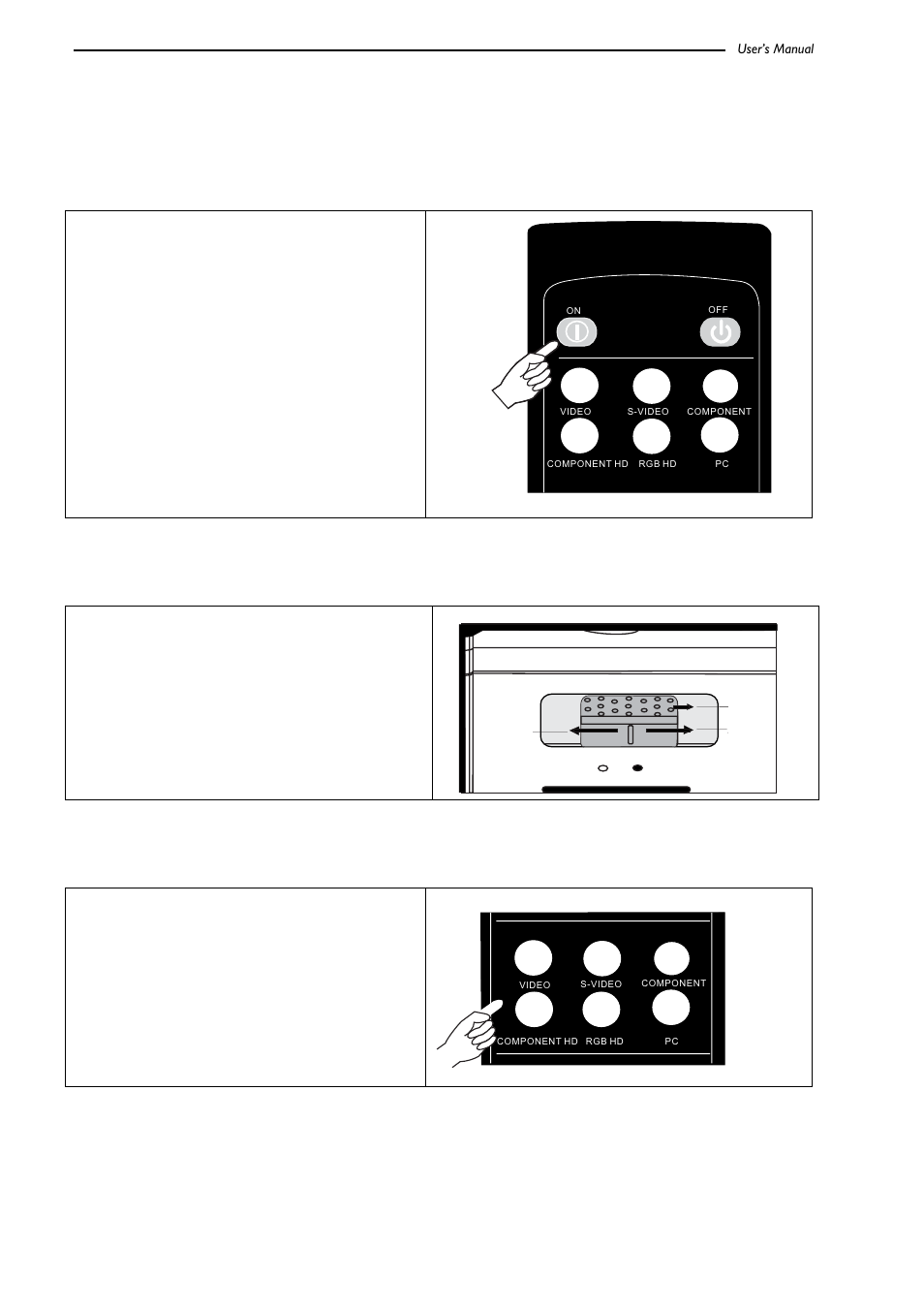 Basic operation, Turning on the power, Zoom/ focusing | Focus, Selecting input source | Runco CL-500 User Manual | Page 19 / 32