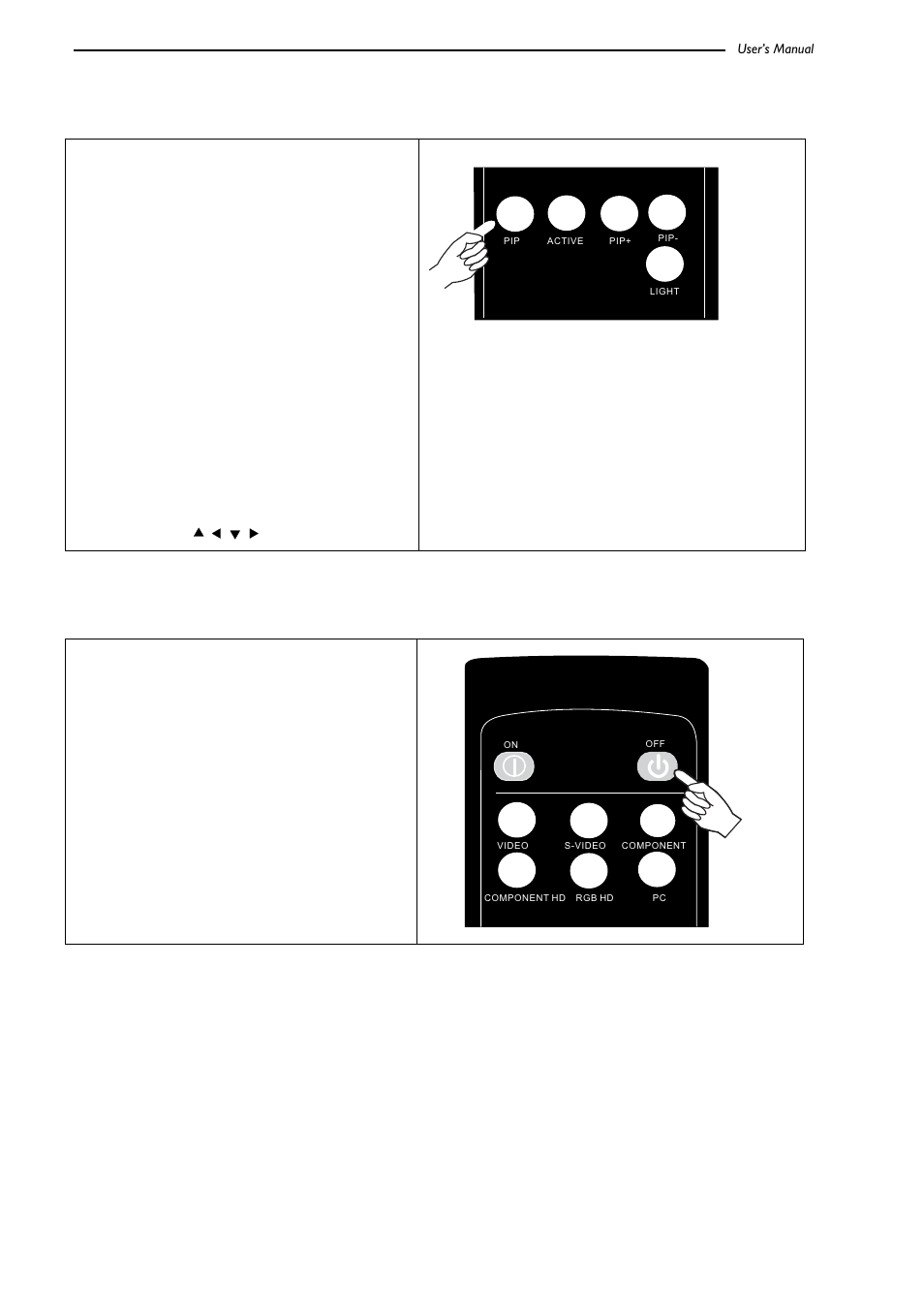 Pip function, Press the pip button to enable the pip function, Turning off the power | Pip function turning off the power | Runco CL-500 User Manual | Page 21 / 32