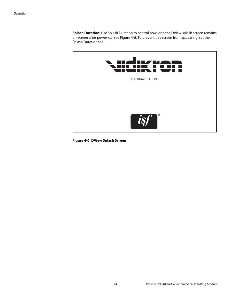 Splash duration, Figure 4-6 . dview splash screen, 6. dview splash screen | Pre l iminar y | Runco VL-46 User Manual | Page 54 / 76
