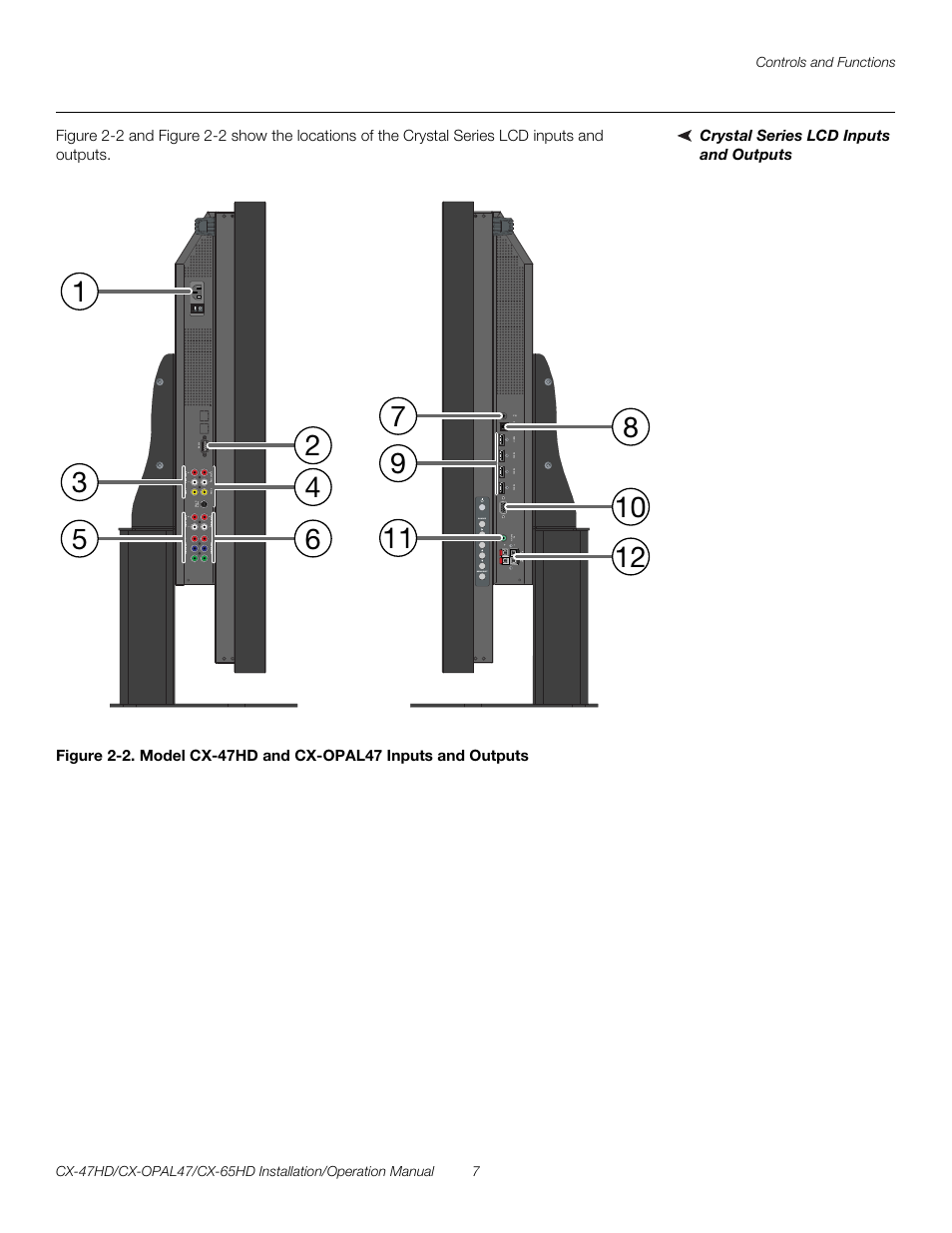 Crystal series lcd inputs and outputs, 2. model cx-47hd and cx-opal47 inputs and outputs, Pre l iminar y | Runco CRYSTAL CX-OPAL47 User Manual | Page 21 / 76