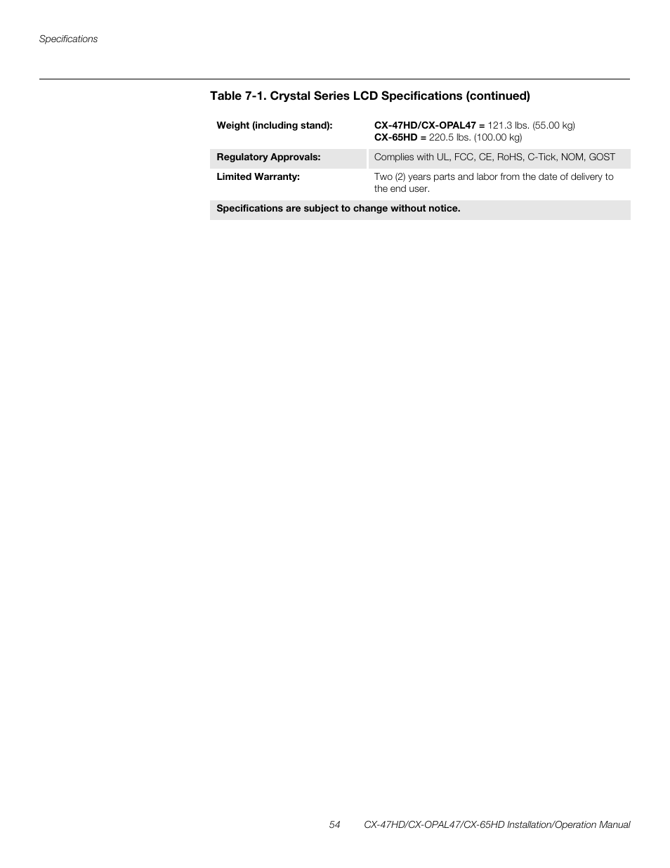Preli m inary | Runco CRYSTAL CX-OPAL47 User Manual | Page 68 / 76