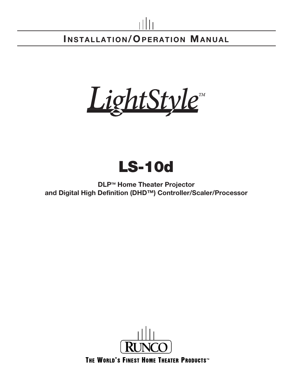 Runco LIGHTSTYLE LS-10D User Manual | 112 pages