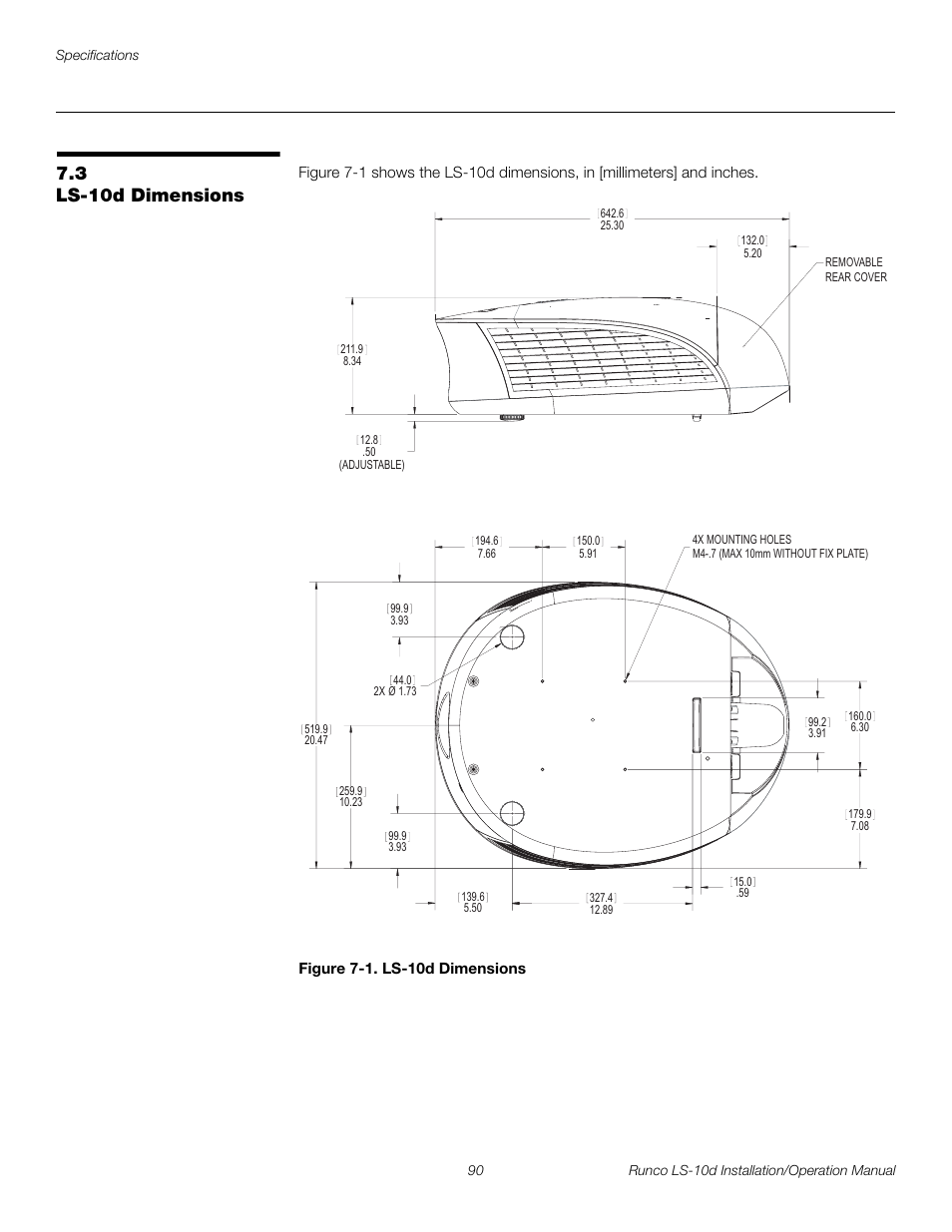 3 ls-10d dimensions, Figure 7-1 . ls-10d dimensions, Ls-10d dimensions | 1. ls-10d dimensions, See figure 7-1, Preli m inary | Runco LIGHTSTYLE LS-10D User Manual | Page 106 / 112