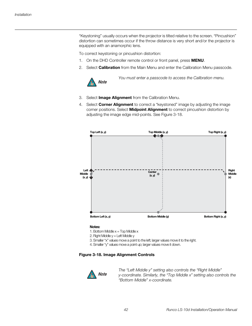 Figure 3-18 . image alignment controls, 18. image alignment controls, Pre l iminar y | Runco LIGHTSTYLE LS-10D User Manual | Page 58 / 112