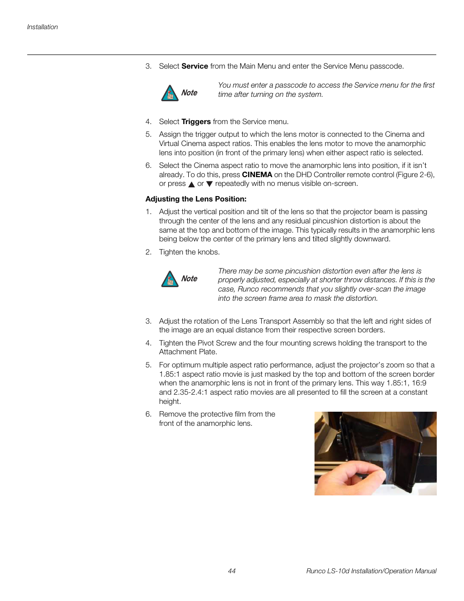 Adjusting the lens position, Pre l iminar y | Runco LIGHTSTYLE LS-10D User Manual | Page 60 / 112