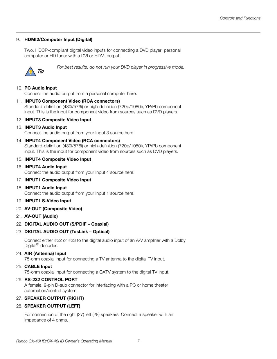 Pre l iminar y | Runco CX-46HD User Manual | Page 17 / 76