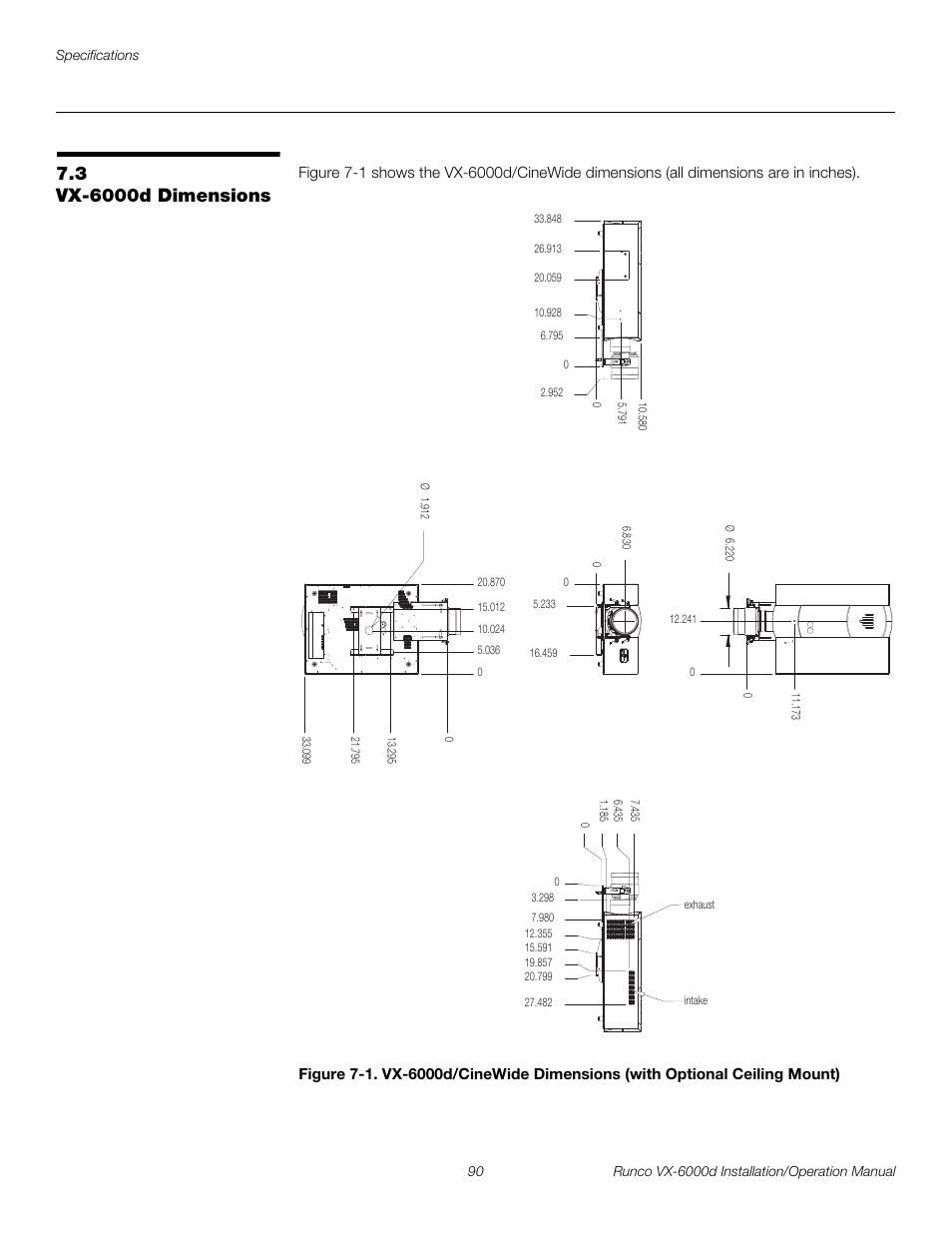 3 vx-6000d dimensions, Vx-6000d dimensions, Preli m inary | Runco CINEWIDE VX-6000D User Manual | Page 106 / 112