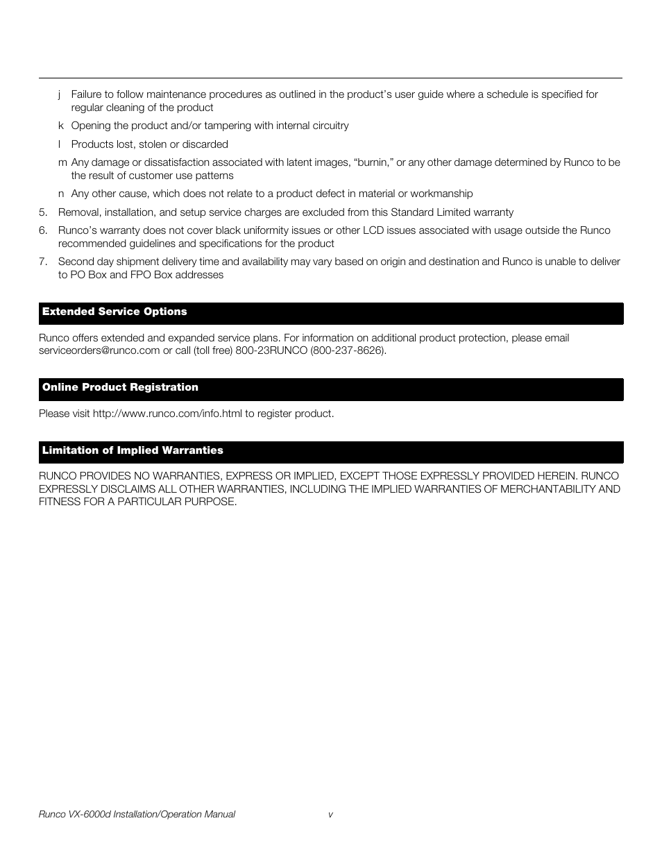 Pre l iminar y | Runco CINEWIDE VX-6000D User Manual | Page 5 / 112
