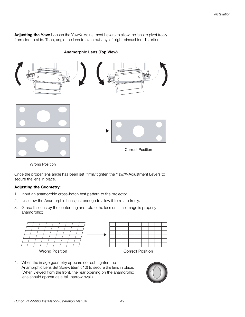 Adjusting the yaw, Adjusting the geometry, Pre l iminar y | Runco CINEWIDE VX-6000D User Manual | Page 65 / 112
