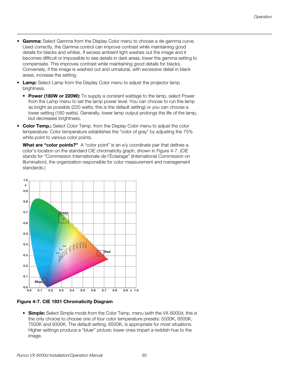 Figure 4-7 . cie 1931 chromaticity diagram, 7. cie 1931 chromaticity diagram, Pre l iminar y | Runco CINEWIDE VX-6000D User Manual | Page 81 / 112