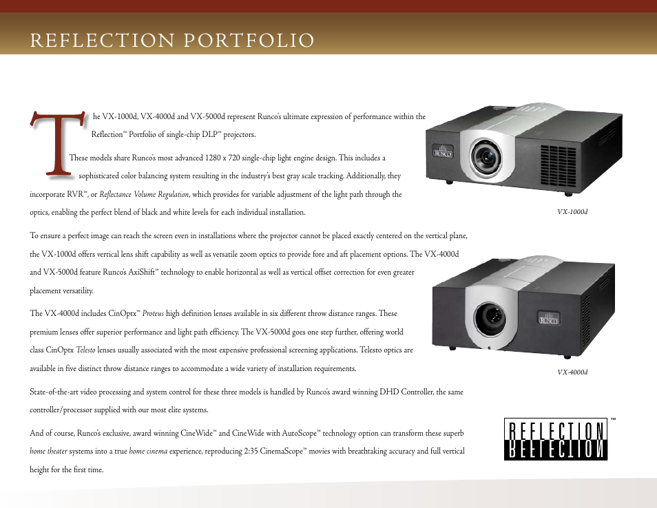 Reflection portfolio | Runco VX-5000d User Manual | Page 2 / 6