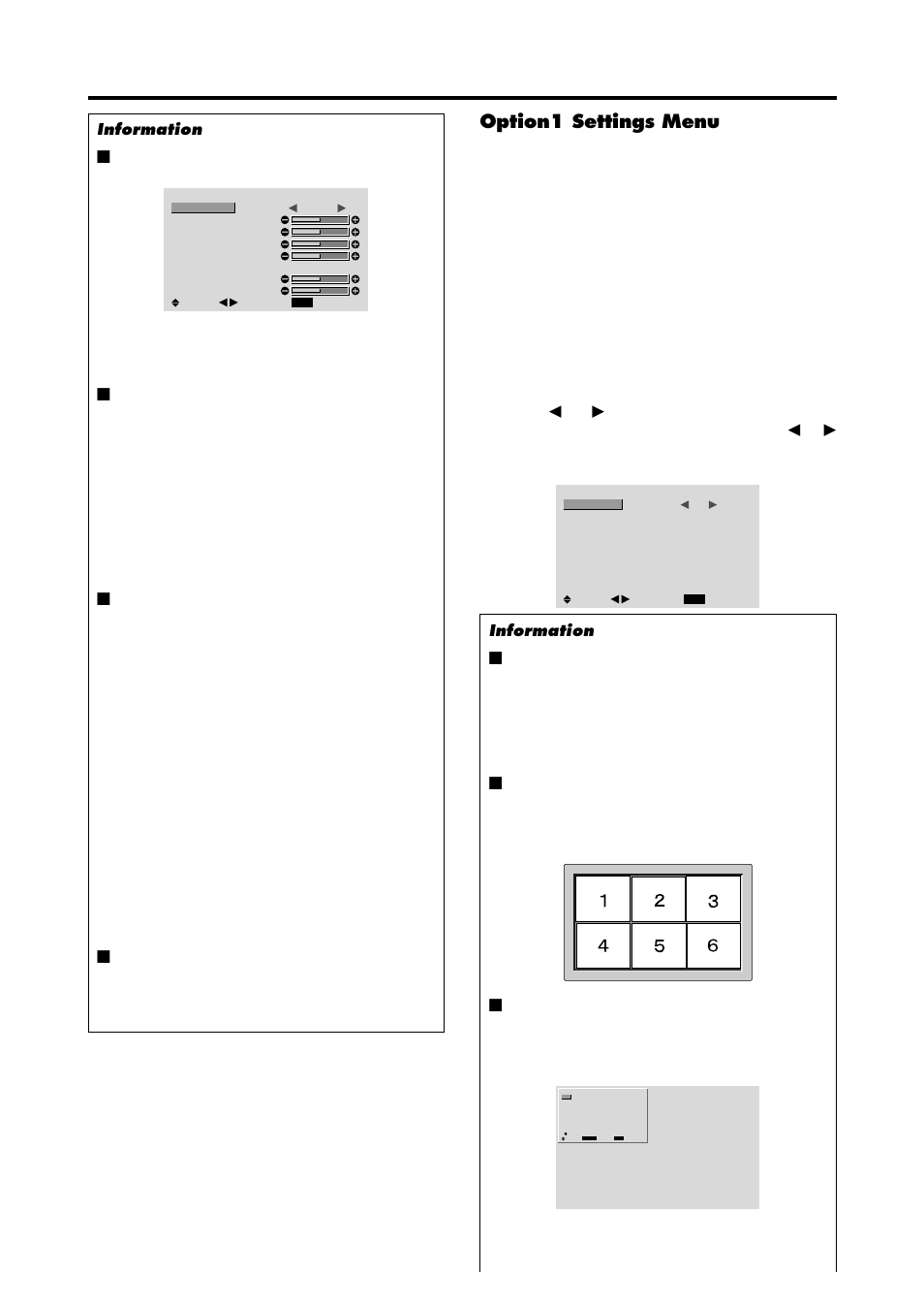 Option1 settings menu, Button is pressed, Information Ⅵ when “auto picture” is “off | Runco PL-61CX User Manual | Page 47 / 76