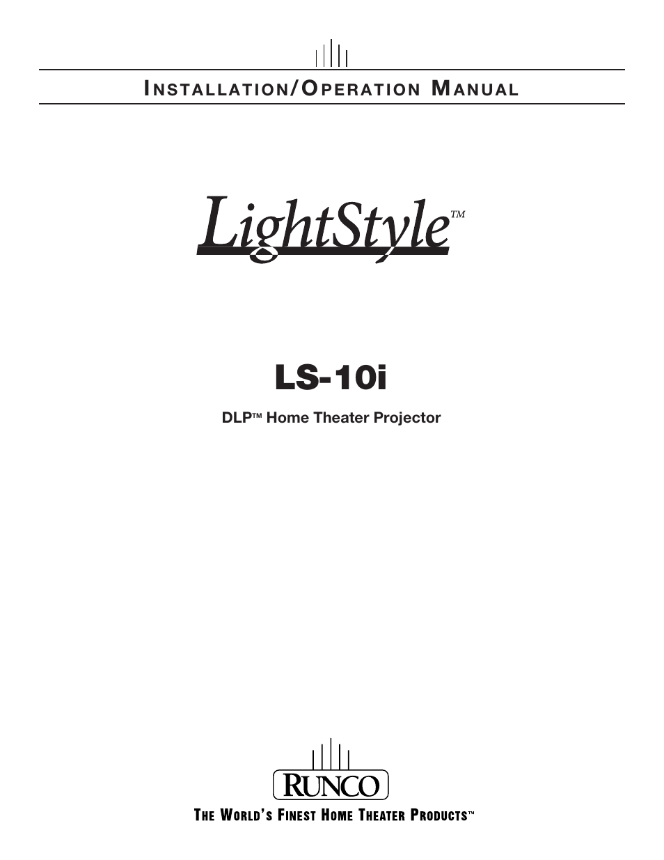 Runco LIGHTSTYLE LS-10I User Manual | 112 pages