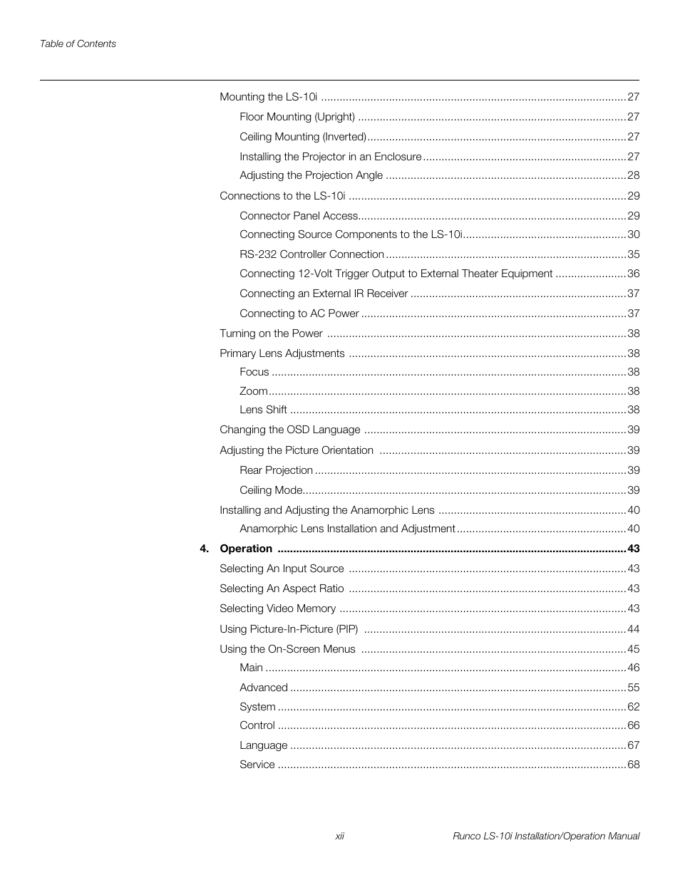 Pre l iminar y | Runco LIGHTSTYLE LS-10I User Manual | Page 12 / 112