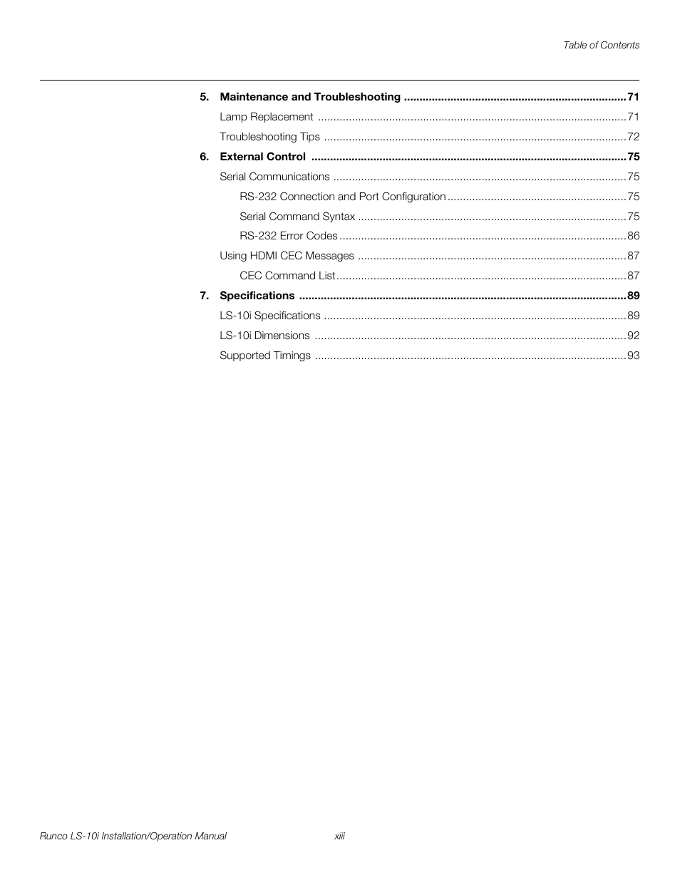 Pre l iminar y | Runco LIGHTSTYLE LS-10I User Manual | Page 13 / 112