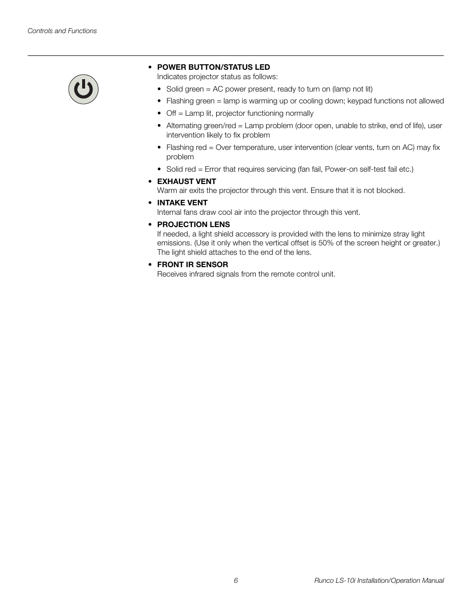 Pre l iminar y | Runco LIGHTSTYLE LS-10I User Manual | Page 22 / 112