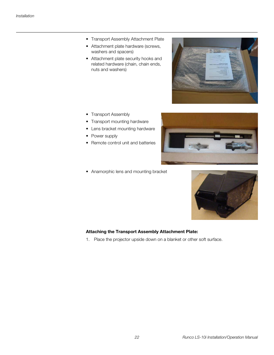 Attaching the transport assembly attachment plate, Pre l iminar y | Runco LIGHTSTYLE LS-10I User Manual | Page 38 / 112