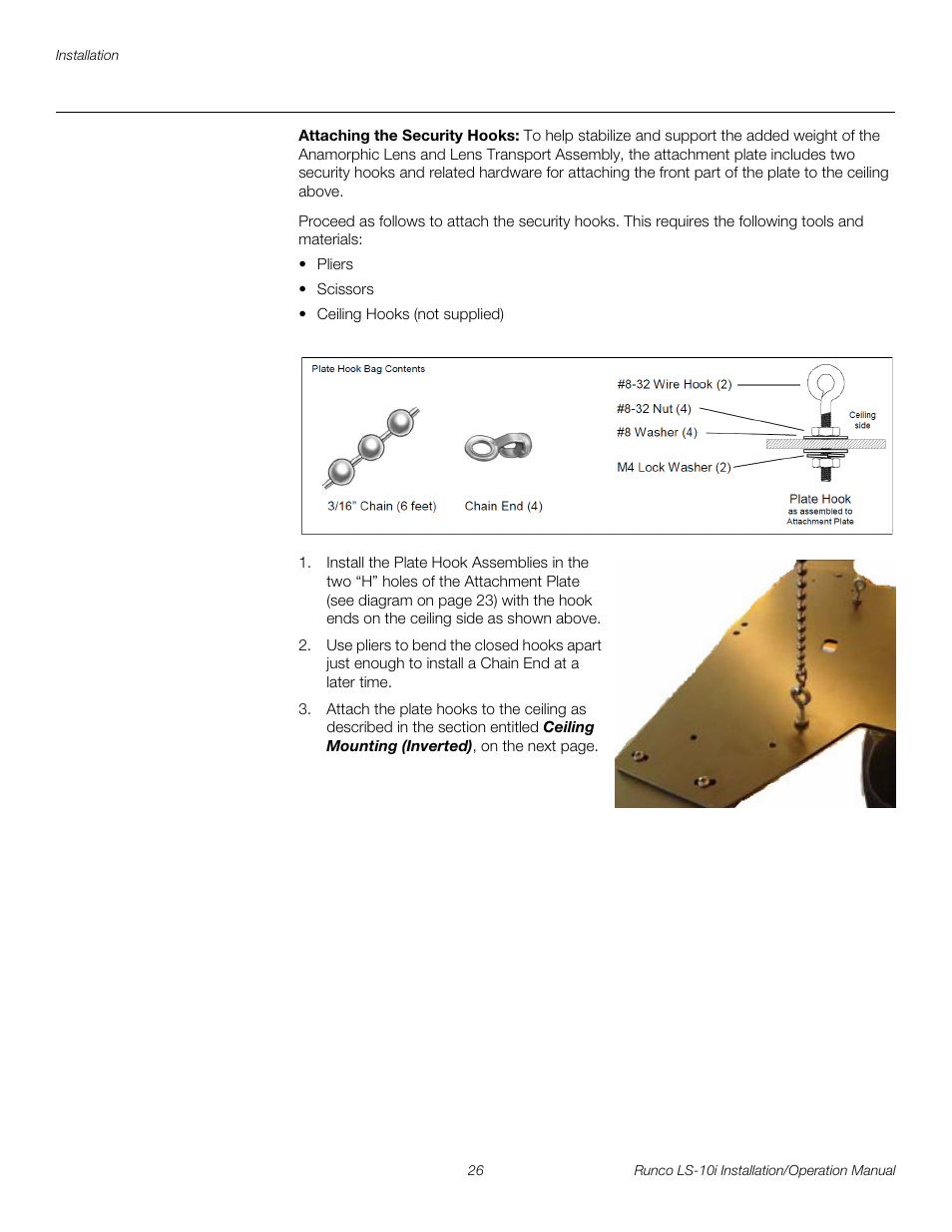 Attaching the security hooks, Pre l iminar y | Runco LIGHTSTYLE LS-10I User Manual | Page 42 / 112