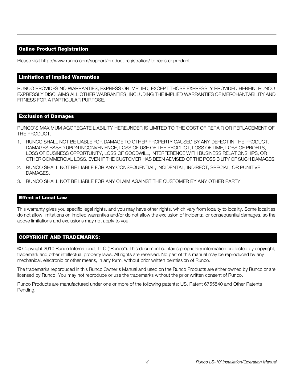 Pre l iminar y | Runco LIGHTSTYLE LS-10I User Manual | Page 6 / 112