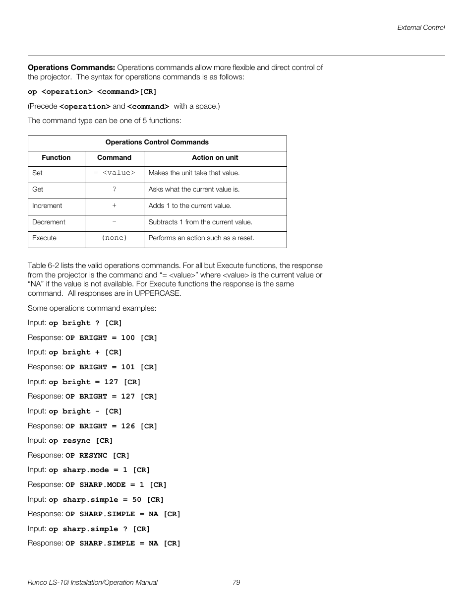 Operations commands, Pre l iminar y | Runco LIGHTSTYLE LS-10I User Manual | Page 95 / 112