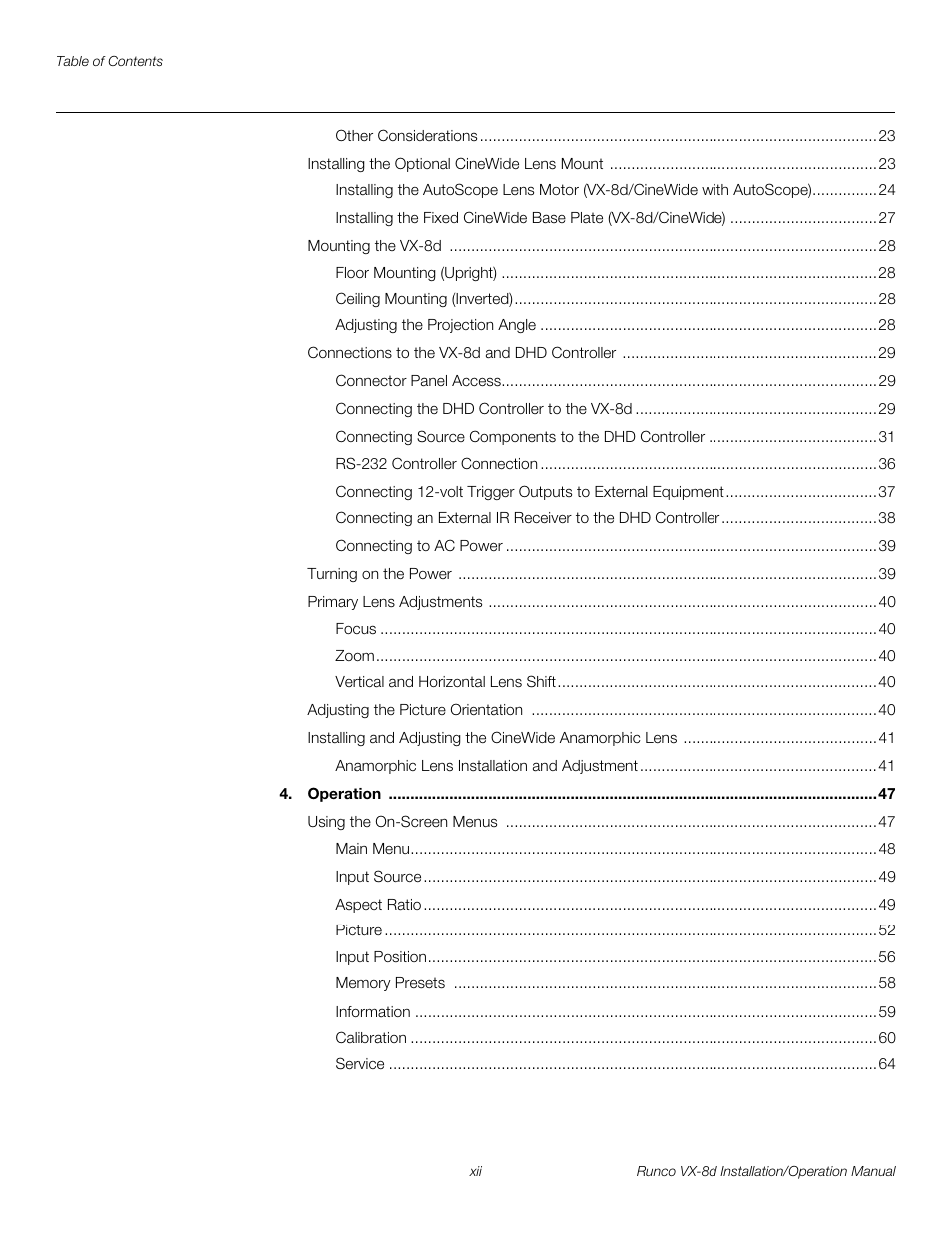 Pre l iminar y | Runco VIDEOXTREME VX-8D User Manual | Page 12 / 108