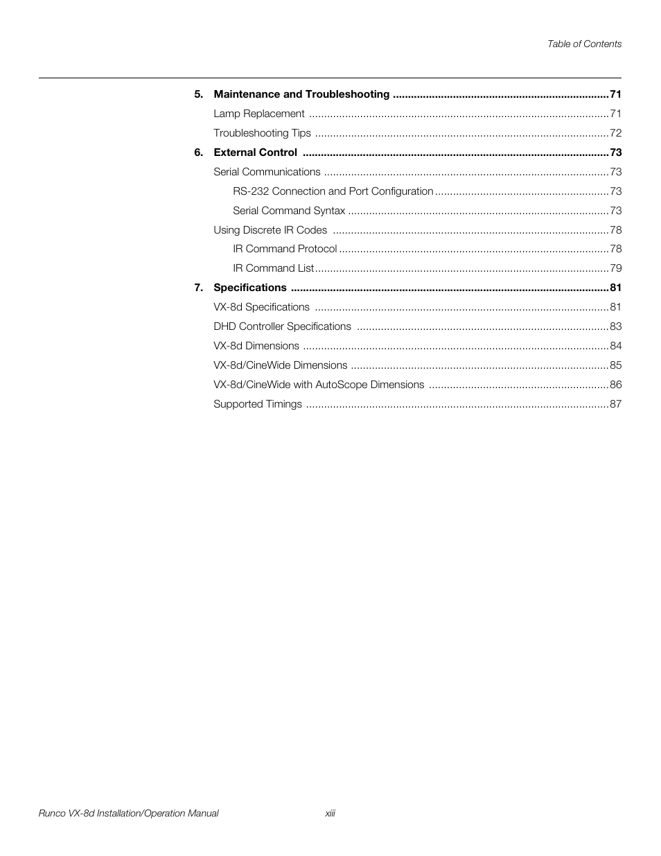 Pre l iminar y | Runco VIDEOXTREME VX-8D User Manual | Page 13 / 108
