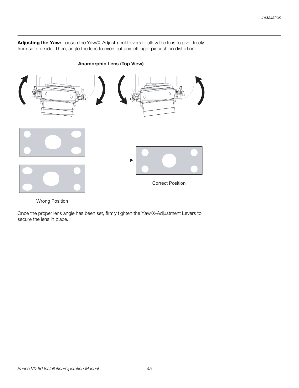 Adjusting the yaw, Pre l iminar y | Runco VIDEOXTREME VX-8D User Manual | Page 61 / 108