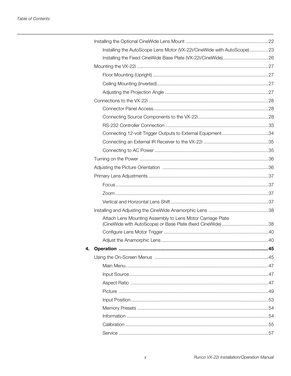 Pre l iminar y | Runco VIDEO XTREME VX-22I User Manual | Page 10 / 88
