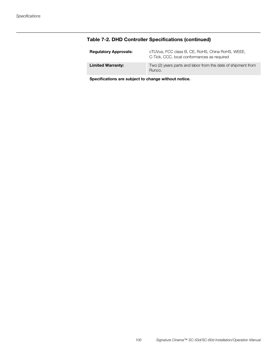 Preli m inary | Runco SIGNATURE CINEMA SC-50D User Manual | Page 116 / 124