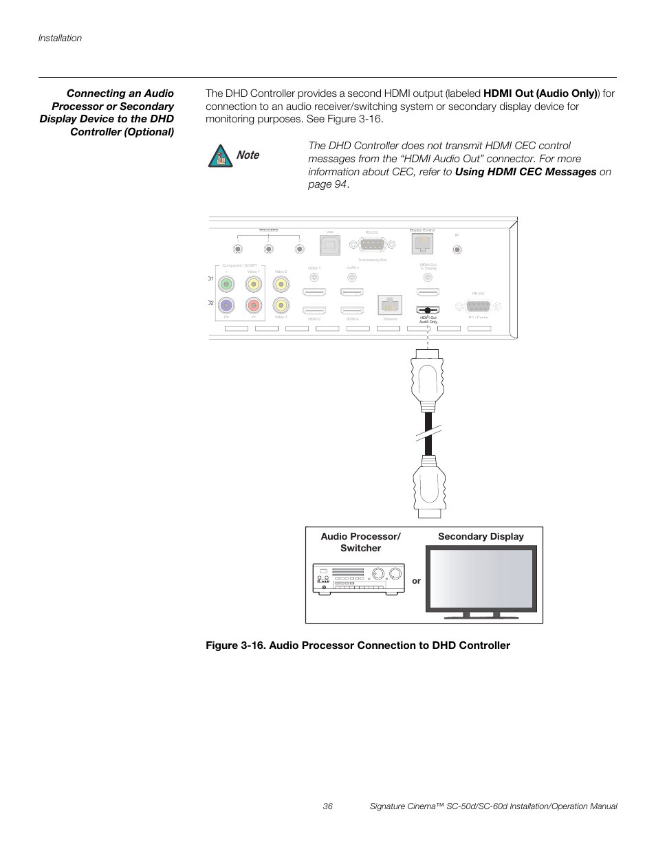 16. audio processor connection to dhd controller, Pre l iminar y | Runco SIGNATURE CINEMA SC-50D User Manual | Page 52 / 124