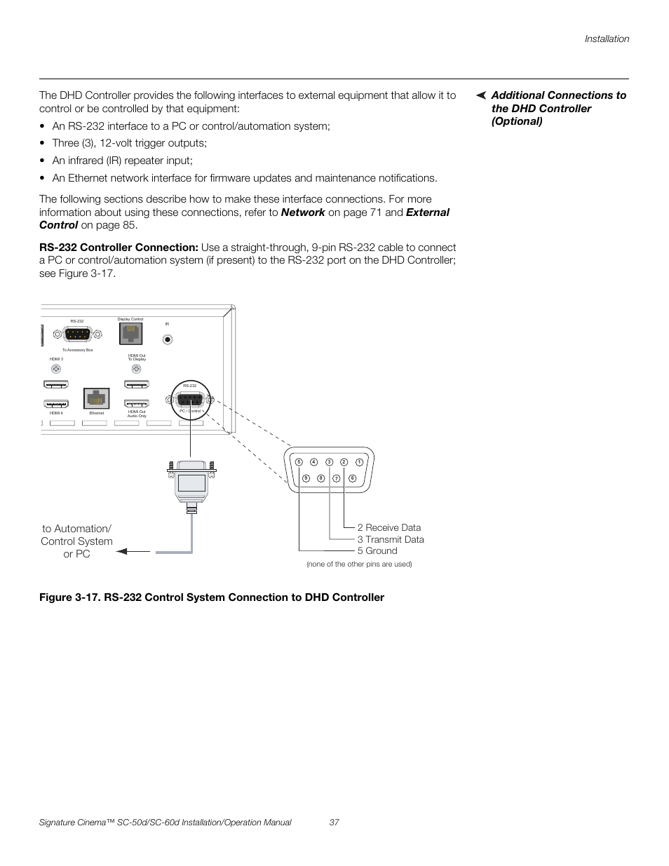 Rs-232 controller connection, Pre l iminar y | Runco SIGNATURE CINEMA SC-50D User Manual | Page 53 / 124