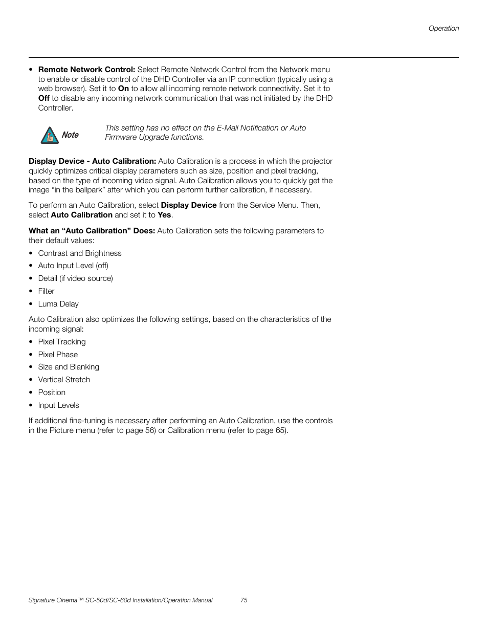 Display device - auto calibration, What an “auto calibration” does, Pre l iminar y | Runco SIGNATURE CINEMA SC-50D User Manual | Page 91 / 124