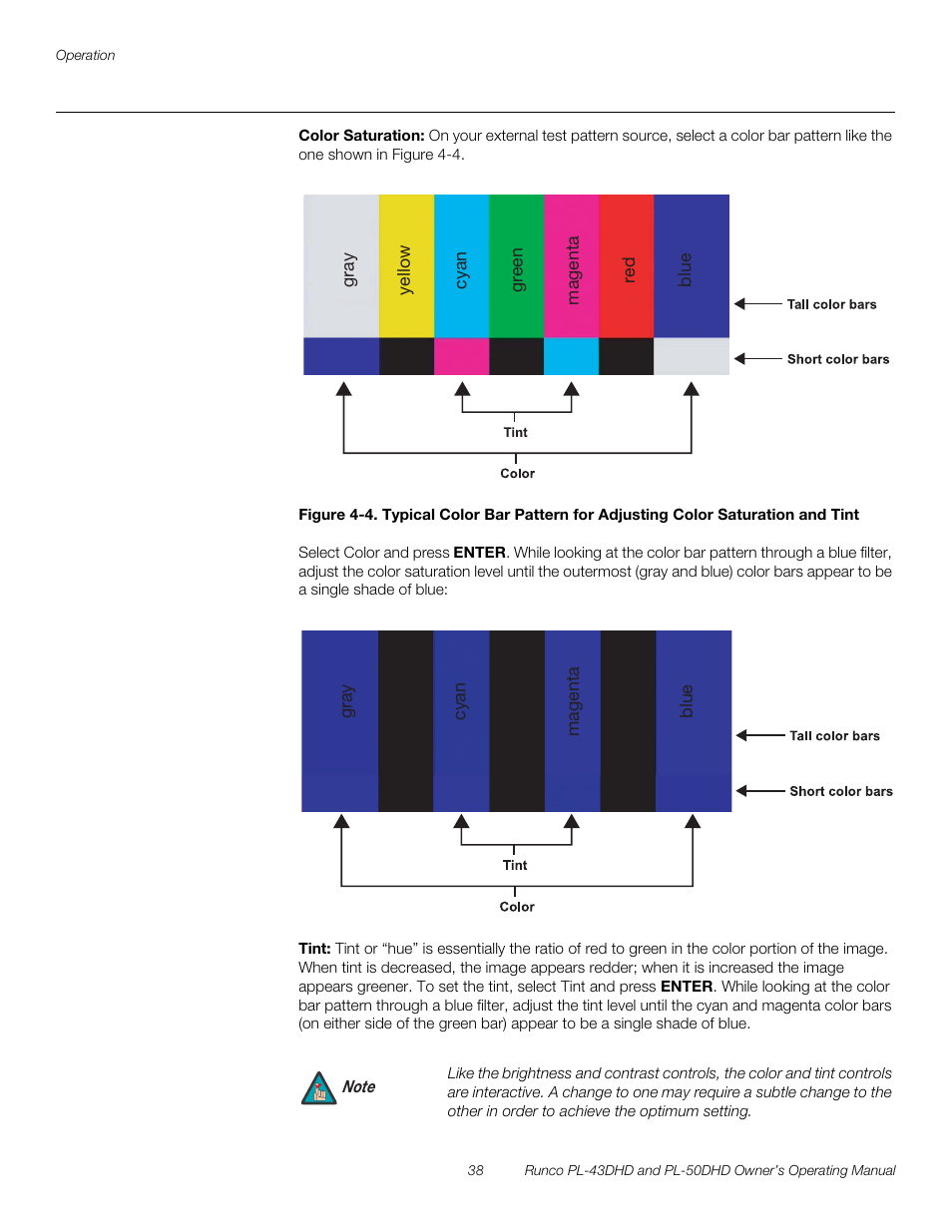 Color saturation, Tint, Pre l iminar y | Runco PL-50DHD User Manual | Page 48 / 76