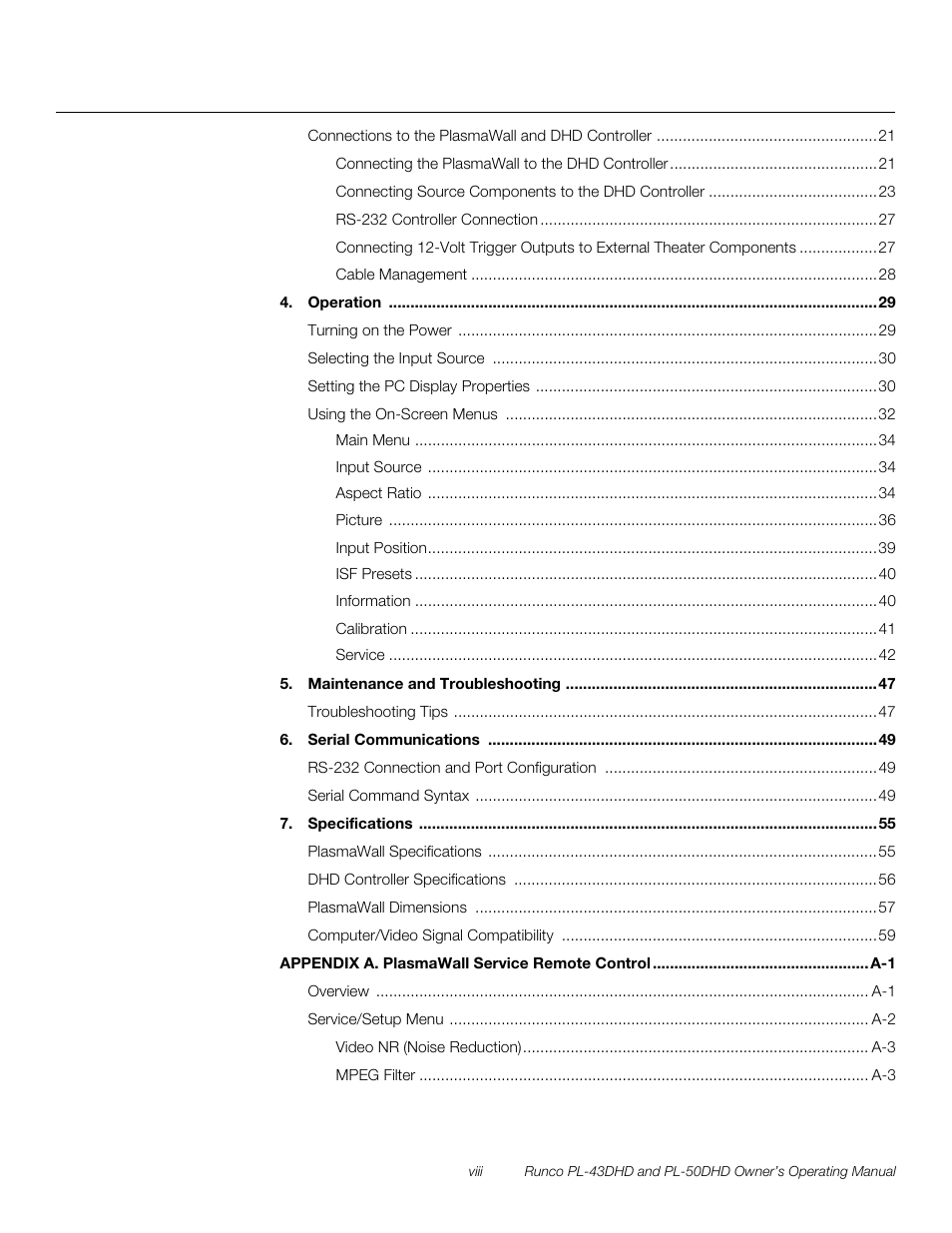 Pre l iminar y | Runco PL-50DHD User Manual | Page 8 / 76