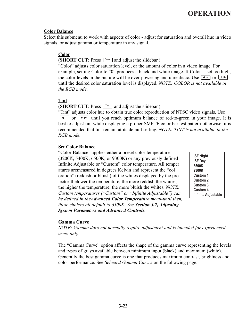 Operation | Runco VX-4c User Manual | Page 48 / 110