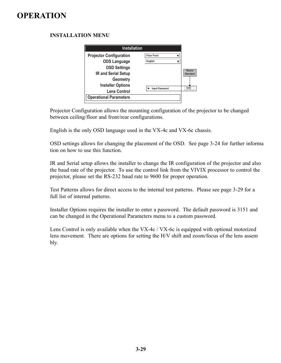 Operation | Runco VX-4c User Manual | Page 55 / 110