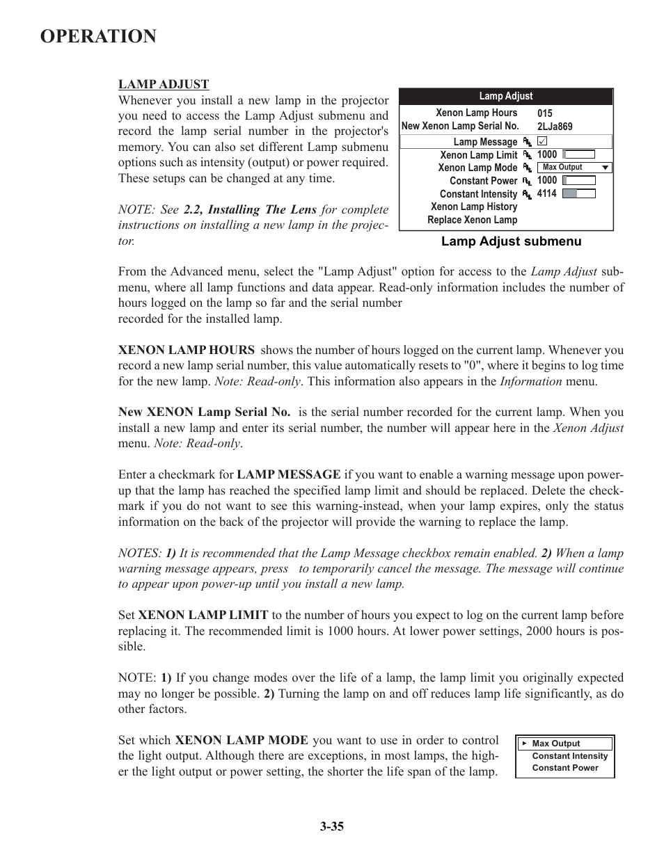 Operation | Runco VX-4c User Manual | Page 61 / 110