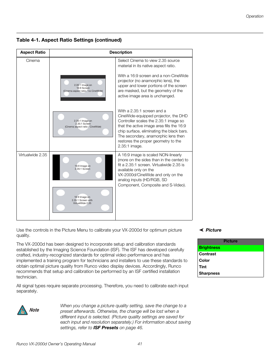 Picture, Pre l iminar y | Runco VX-2000d User Manual | Page 53 / 88