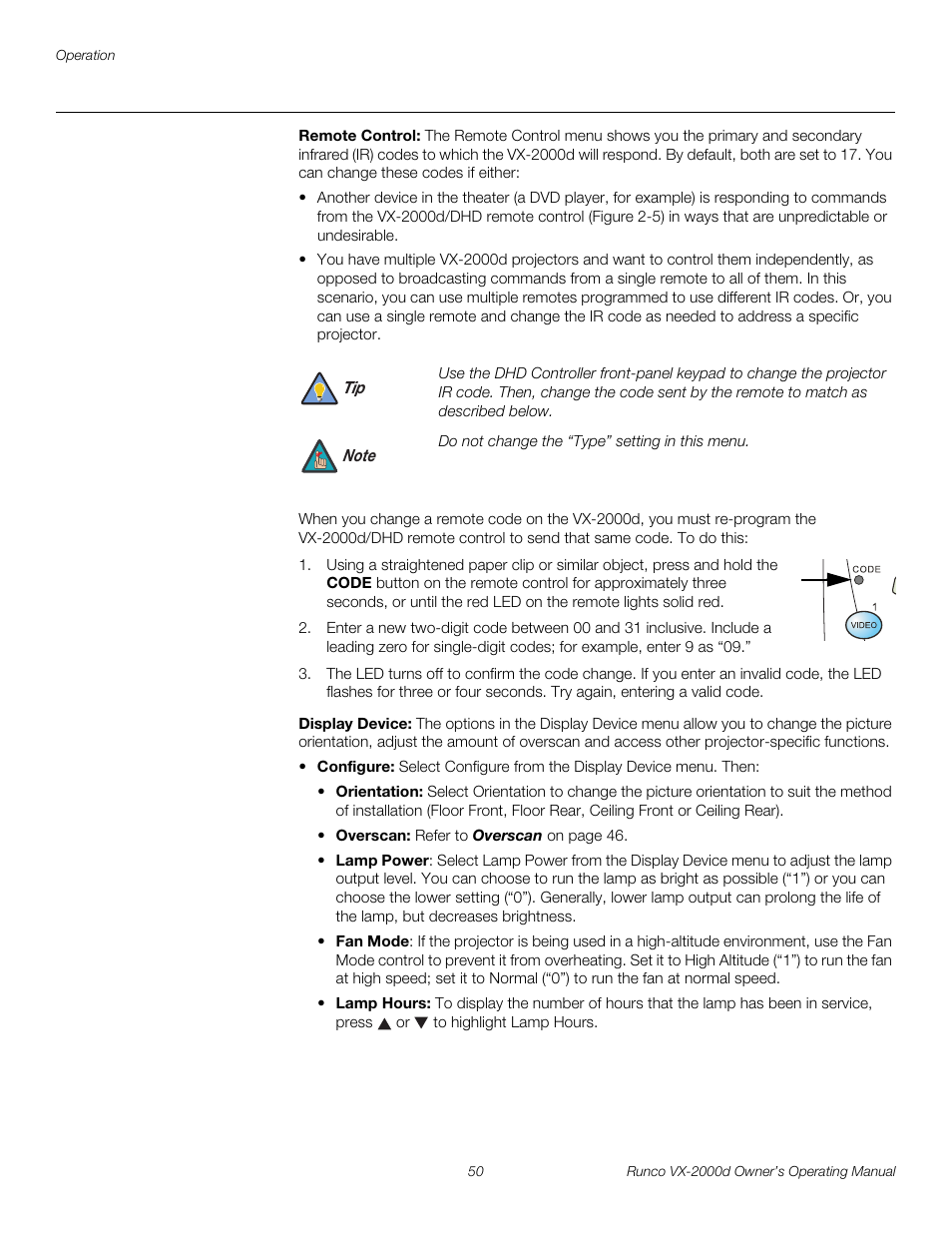 Remote control, Display device, Pre l iminar y | Runco VX-2000d User Manual | Page 62 / 88