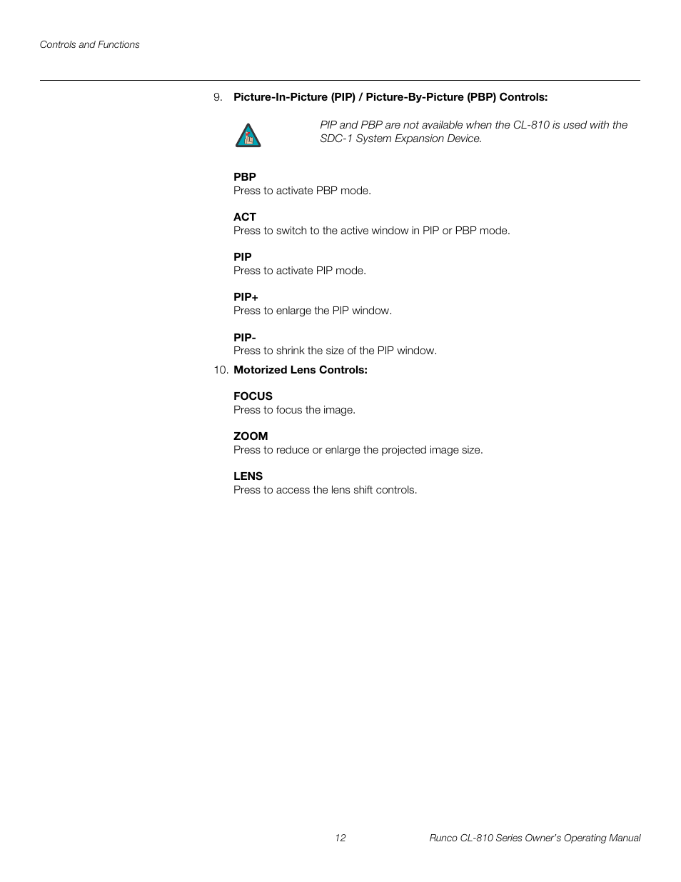 Pre l iminar y | Runco CL-810 CL-810 Ultra Cl-810 CineWide CL-810 / SDC-1 User Manual | Page 24 / 76