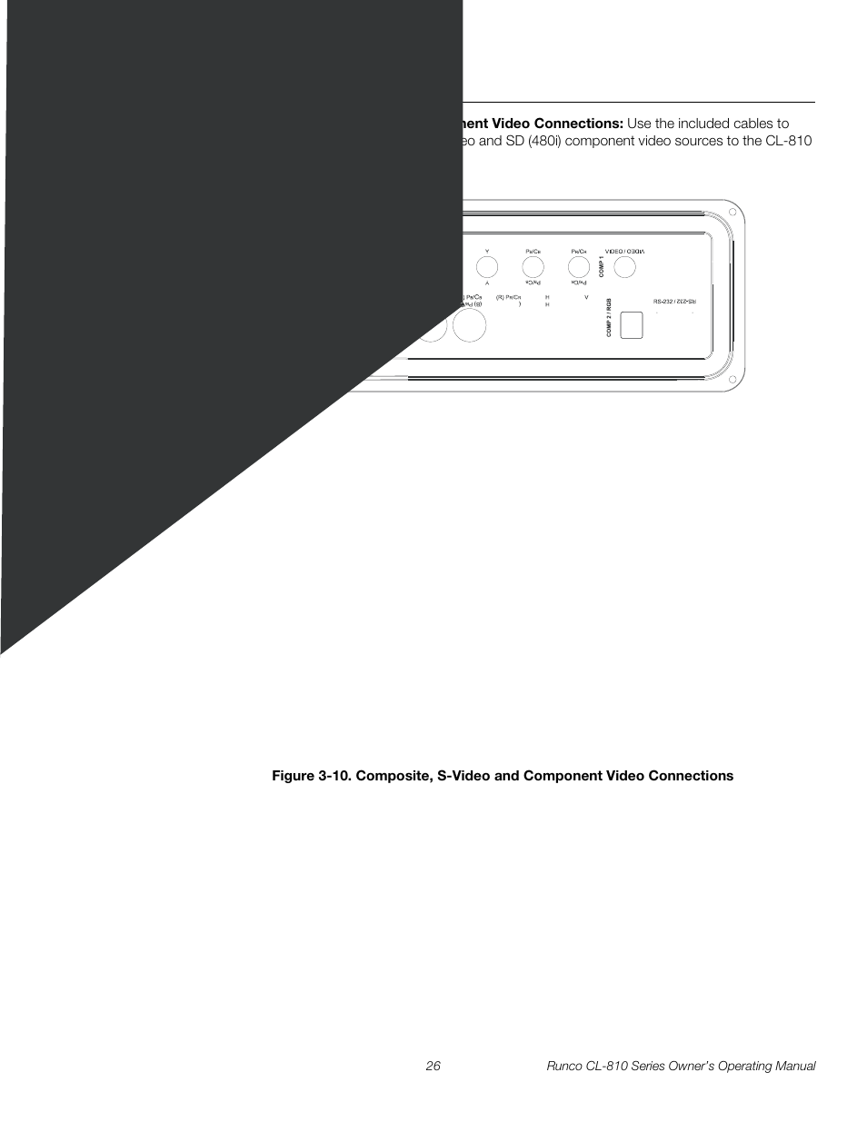 Composite/s-video/component video connections, Pre l iminar y | Runco CL-810 CL-810 Ultra Cl-810 CineWide CL-810 / SDC-1 User Manual | Page 38 / 76