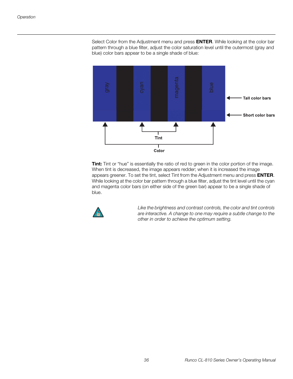 Tint, Pre l iminar y | Runco CL-810 CL-810 Ultra Cl-810 CineWide CL-810 / SDC-1 User Manual | Page 48 / 76