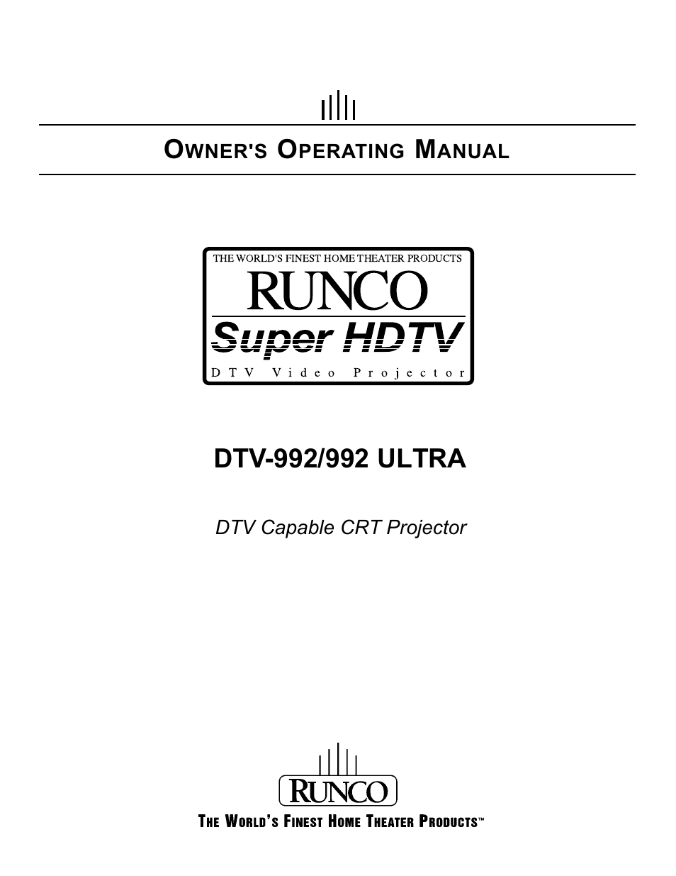 Runco DTV-992 User Manual | 69 pages