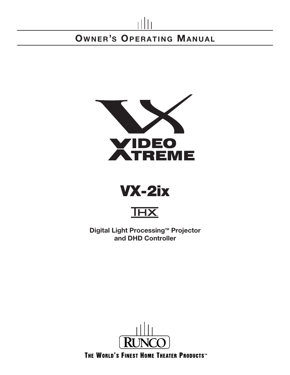 Runco Video Xtreme VX-2ix User Manual | 80 pages