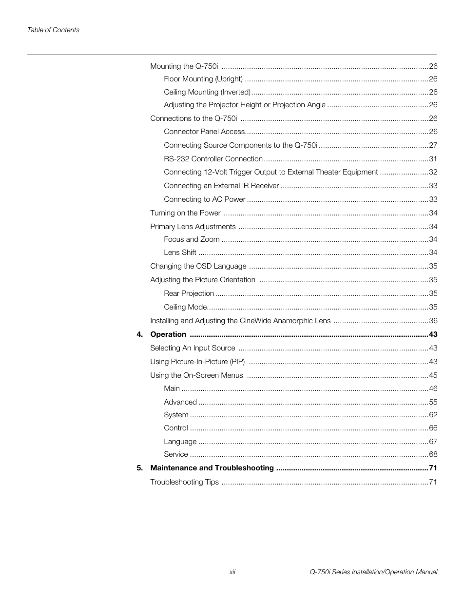 Pre l iminar y | Runco QUANTUM COLOR Q-750I User Manual | Page 12 / 108