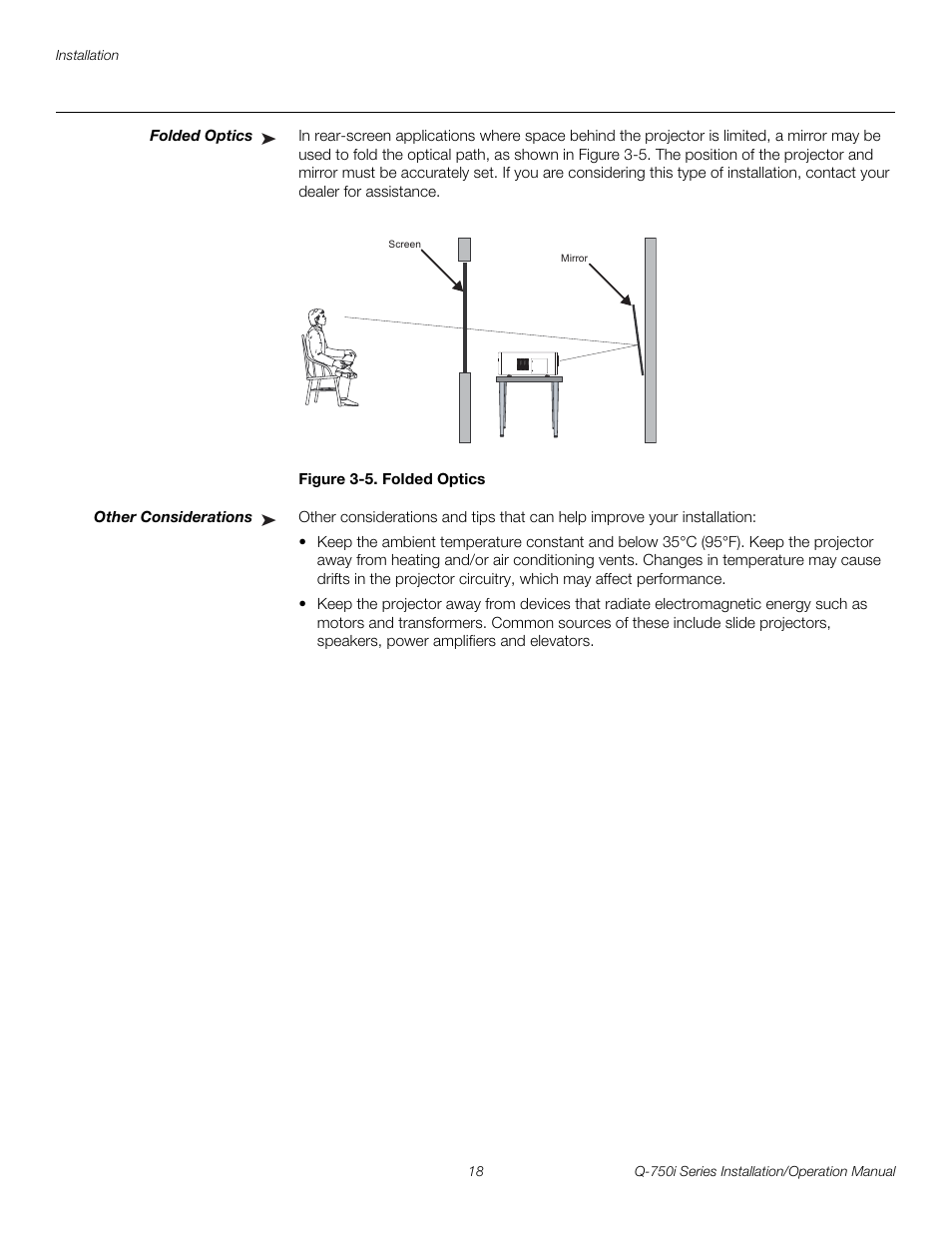 Folded optics, Figure 3-5 . folded optics, Other considerations | 5. folded optics, Pre l iminar y | Runco QUANTUM COLOR Q-750I User Manual | Page 34 / 108